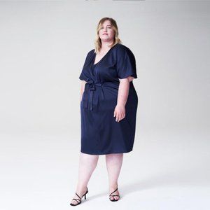 Universal Standard Navy Becca Half Tie Dress | M